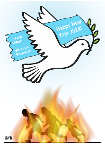 Cartoon: Happy New Year 2026! (medium) by Shahid Atiq tagged world