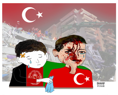 Cartoon: Izmir ! Wounded AFG ... (medium) by Shahid Atiq tagged izmir