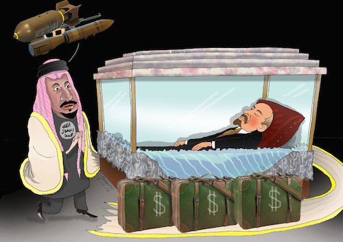 Cartoon: King of Saudi visit Moscow ! (medium) by Shahid Atiq tagged afghanistan,balkh,helmand,kabul,london,nangarhar,and,ghor,attack