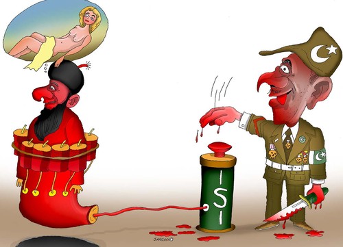 Cartoon: Pakistan Army (medium) by Shahid Atiq tagged tliban,isi,kabul,afghanistan,isis,afghan,womann,paradise