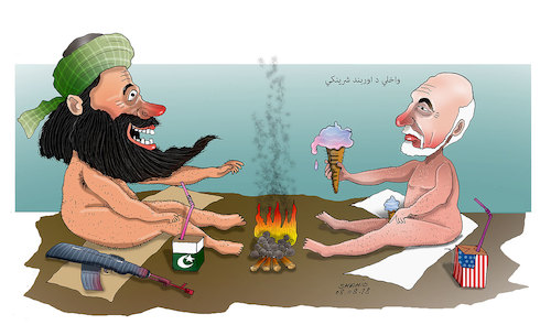Cartoon: Peace talks ! (medium) by Shahid Atiq tagged afghanistan,balkh,helmand,kabul,london,nangarhar,attack