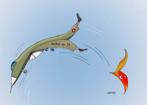 Cartoon: Russian Suchoi su-24 (medium) by Shahid Atiq tagged afghanistan,kabul,isis,terrorism,taliban,turkey