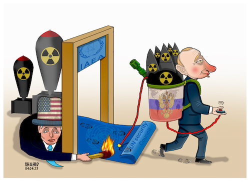 Cartoon: Russians Atomic threat ! (medium) by Shahid Atiq tagged world