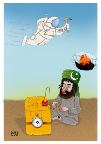 Cartoon: Scientific achievement and reli! (medium) by Shahid Atiq tagged afghanistan