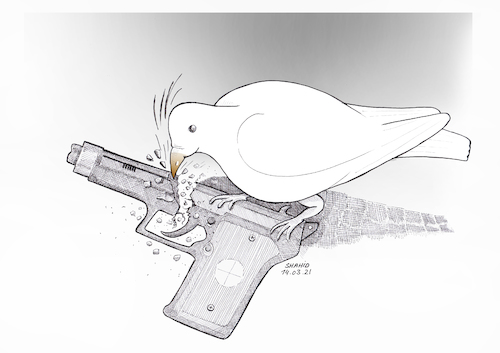 Cartoon: Silencing the Guns ! (medium) by Shahid Atiq tagged afghanistan