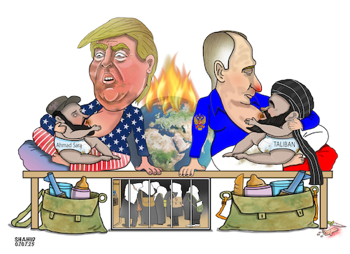 Cartoon: Superpowers! (medium) by Shahid Atiq tagged afghanistan