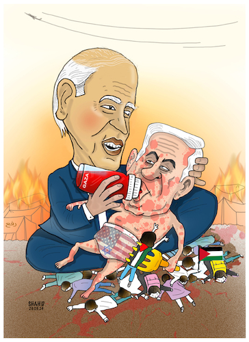 Cartoon: Supporter of war! (medium) by Shahid Atiq tagged palestine