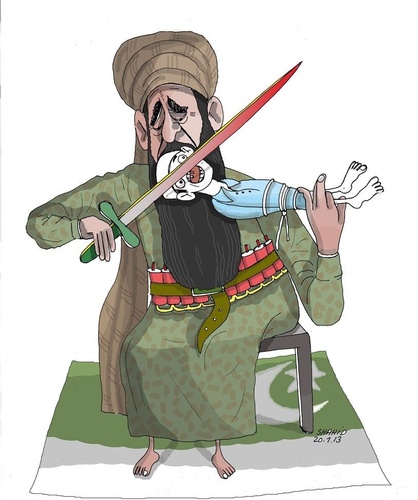 Cartoon: Taliban  Music (medium) by Shahid Atiq tagged 0170
