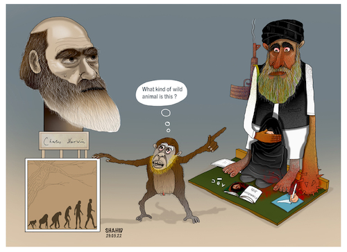 Cartoon: Taliban kind of wild animal! (medium) by Shahid Atiq tagged afghanistan