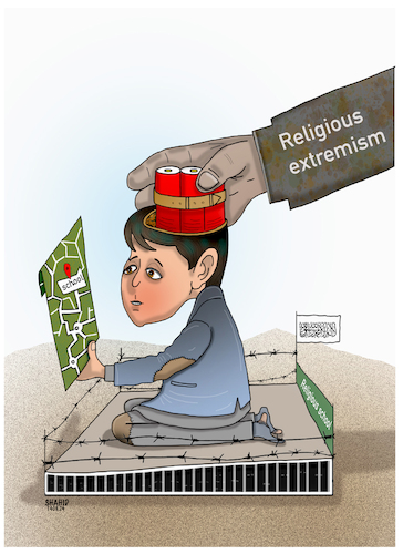 Cartoon: Terror Schools ! (medium) by Shahid Atiq tagged afghanistan