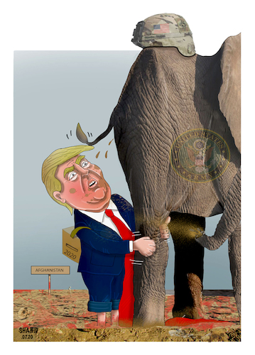 Cartoon: Trump pulls out of the Afghan si (medium) by Shahid Atiq tagged afganistan