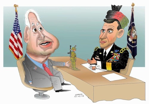 Cartoon: US send more troops (medium) by Shahid Atiq tagged afghnistan