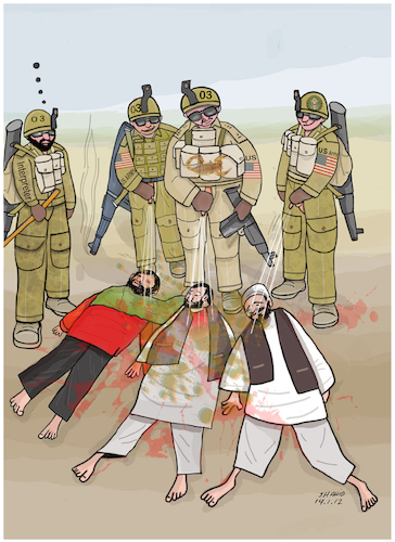 Cartoon: War Crimes! (medium) by Shahid Atiq tagged afghanistan
