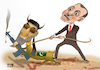 Cartoon: Hekmatyar to fight for Azerbaija (small) by Shahid Atiq tagged afghanistan