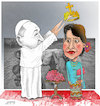 Cartoon: Pope in Myanmar ! (small) by Shahid Atiq tagged myanmar