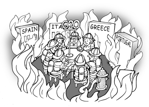 Cartoon: idle talk (medium) by gonopolsky tagged europe,crisis