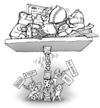 Cartoon: all this could fall (small) by gonopolsky tagged finance,outcry