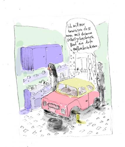 Cartoon: Beweislage (medium) by Faxenwerk tagged auto,frauen,männer,brot,schmalfuß,faxenwerk