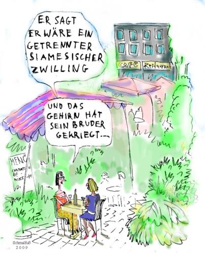 Cartoon: Siamesischer Zwilling (medium) by Faxenwerk tagged siamesischer,zwilling,schmalfuß,faxenwerk