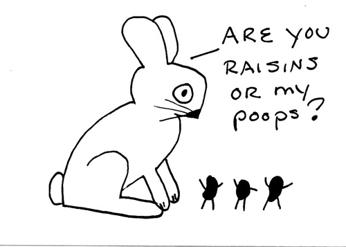 Cartoon: Gross But Cute-Number Three (medium) by Deborah Leigh tagged grossbutcute,gross,cute,bunny,poops,raisins