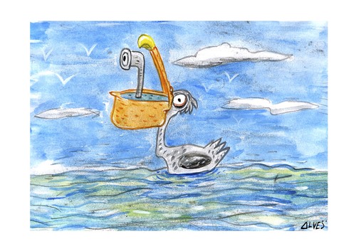 Cartoon: Pelicano (medium) by alves tagged nature