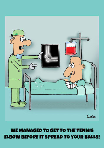 Cartoon: Funny Medical Surgeon cartoon (medium) by The Nuttaz tagged injury,surgeon,doctor,hospital,sick,tennis,elbow,medical