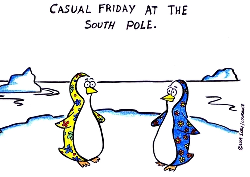 Cartoon: casual friday (medium) by sardonic salad tagged penguins,casual,friday,cartoon,comic,sardonicsalad