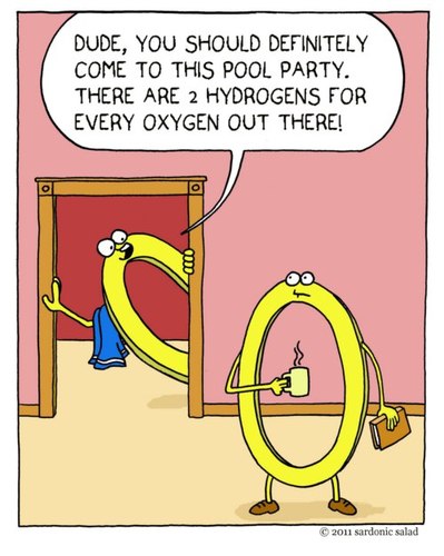 Cartoon: h2o (medium) by sardonic salad tagged oxygen,hydrogen,h2o,comic,cartoon,pool,party