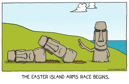 Cartoon: Meanwhile on Easter Island... (medium) by sardonic salad tagged easter,island,comic,cartoon,sardonic,salad,humor