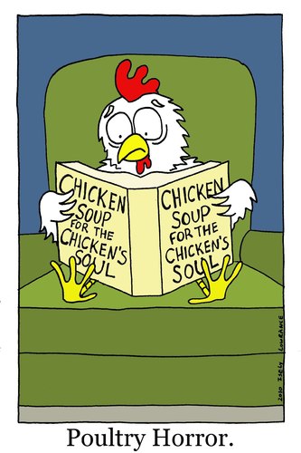 Cartoon: poultry horror (medium) by sardonic salad tagged chicken,soup,cartoon,soul,comic,sardonicsalad