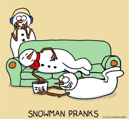 Cartoon: Prank (medium) by sardonic salad tagged snowman,cartoon,comic,prank,humor,sardonic,salad