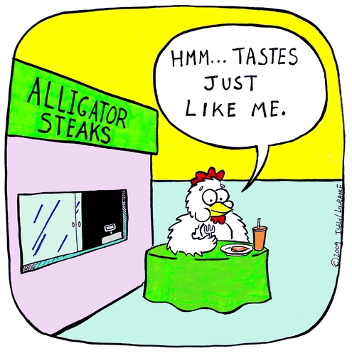 Cartoon: tastes like chicken (medium) by sardonic salad tagged alligator,chicken,sardonicsalad
