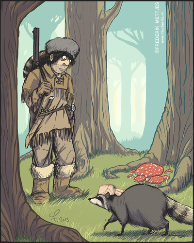 Cartoon: Hüte (medium) by Zapp313 tagged waschbär,trapper,waschbärenfellmütze,hut,hüte,jagd,wald