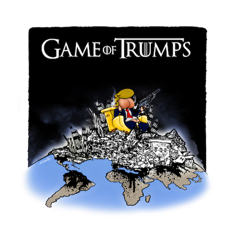 Cartoon: Game of Trumps (medium) by stewie tagged trump,war,destruction,pollution,terror,usa,world