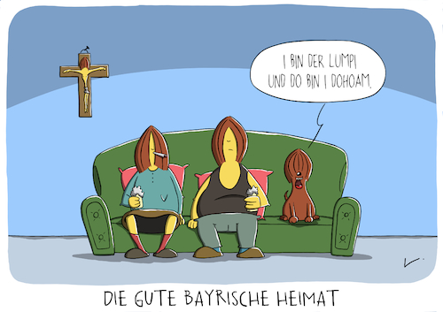 Cartoon: Dohoam (medium) by SCHÖN BLÖD tagged dohoam,cartoon,thomas,luft,bayern,zu,hause,heimat,hund,kreuz,kruzifix,dohoam,cartoon,thomas,luft,bayern,zu,hause,heimat,hund,kreuz,kruzifix