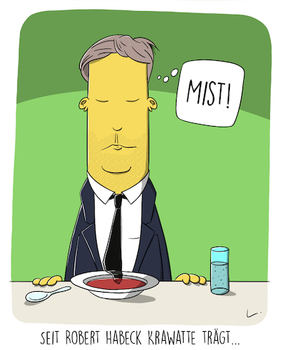 Cartoon: Roberts Krawatte (medium) by SCHÖN BLÖD tagged thomas,luft,cartoon,lustig,spaß,humoe,politik,politiker,grüne,robert,habeck,wirtschaftsminister,vizekanzler,krawatte,suppe,thomas,luft,cartoon,lustig,spaß,humoe,politik,politiker,grüne,robert,habeck,wirtschaftsminister,vizekanzler,krawatte,suppe