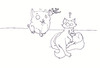 Cartoon: sassy dog (small) by Spacekadettin tagged cat,dog,chiahuahua,sassy,fun,funny,cosy,flies,fat,hilarious
