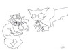Cartoon: YUMM! (small) by Spacekadettin tagged cats,cat,fish,yumm,yummy,fun,shocked,outraged,greedy
