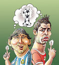 Cartoon: Football duel! (small) by javad alizadeh tagged messi,ronaldo,soccer,football,world,cup,duel