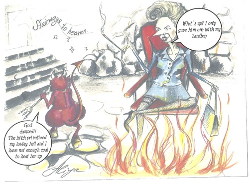 Cartoon: Thatcher at home (medium) by Aliya Musina tagged uk,england,hell,thatcher,maggy