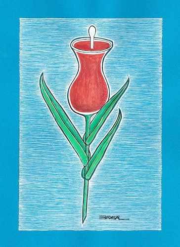 Cartoon: The tea (medium) by ercan baysal tagged tea,cup,vase,leaf