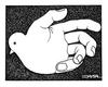 Cartoon: Labor and peace (small) by ercan baysal tagged labor peace pigeon black white bird bar tattoo draw graphic vision form picture pencil create hand concept job good master figure logo