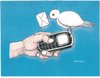 Cartoon: The Letter (small) by ercan baysal tagged letter baysal telephone pigeon time handmade tag word good job fine fineart twitter facebook vision picture image fantasy daydream paint work art artwork bird hand blue internet communication technology rostrate