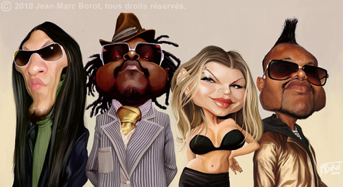 Cartoon: Black Eyed Peas (medium) by jmborot tagged black,eyed,peas,caricature,jmborot