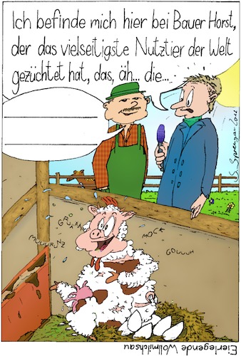 Cartoon: Nutztier (medium) by chaosartwork tagged bauer,bauernhof,nutztier,tier,reporter,reportage,redewendung,rätsel,rätselbild,züchter