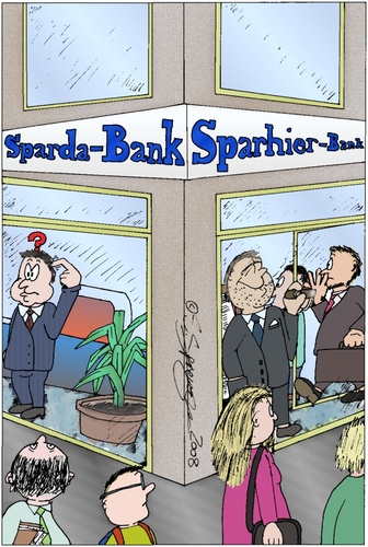 Cartoon: Sparda-Bank (medium) by chaosartwork tagged firma,marketing,geschäft,konkurrenz,ausbleiben,kundschaft,kunden,wortspiel,kalauer,bank
