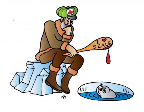 Cartoon: Canadian Seals 2 (medium) by Alexei Talimonov tagged seals,canada