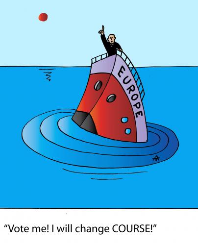Cartoon: Changing Course (medium) by Alexei Talimonov tagged election,eu,europe