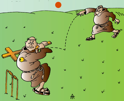 Cartoon: Cricket (medium) by Alexei Talimonov tagged cricket,monchs