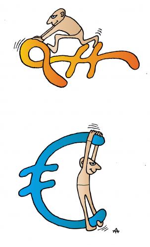 Cartoon: Elections - Pound and Euro (medium) by Alexei Talimonov tagged elections,eu,pound,euro